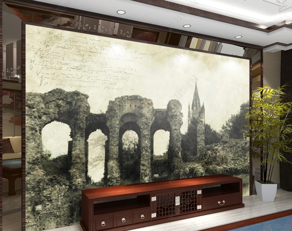 Papier peint intissé arche de ruines rétro 300x210 cm - 2
