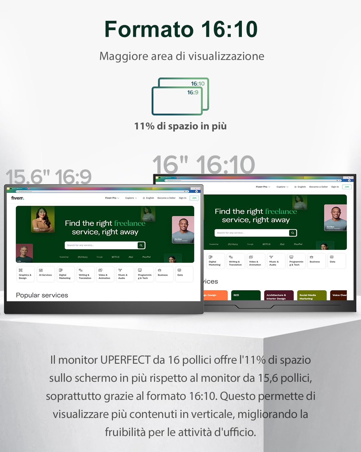 UPERFECT 16" 2.5K QLED Monitor Portatile 2000:1 500 Nit 2560x1600