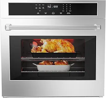 30 Inch Built-in Electric Wall Oven,4.8 Cu.Ft Stainless Steel with Self-Cleaning,Touch Glass Control & Child Safety Lock,3800W Convection System,Blue Enamel Interior