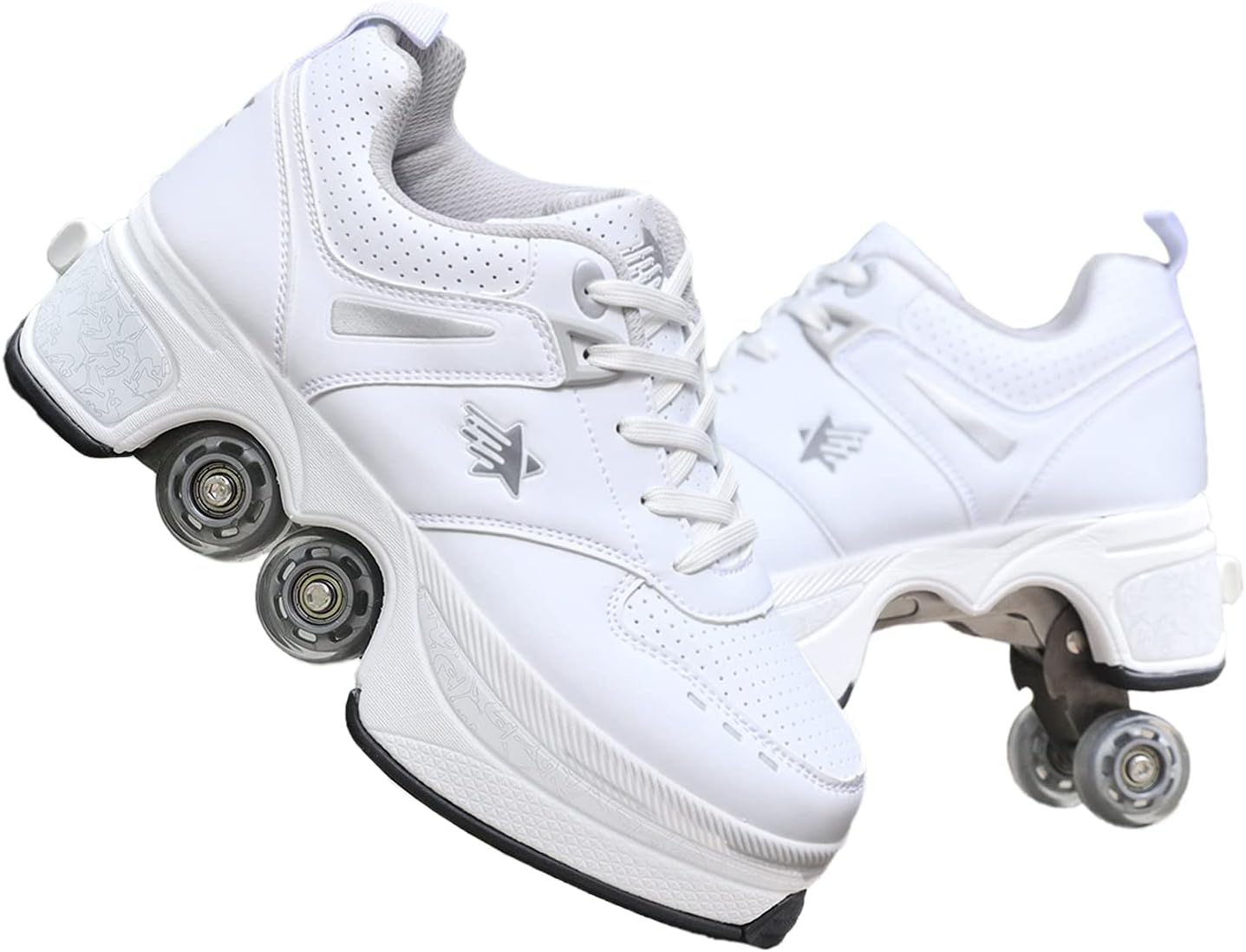 Roller Skates/2 in 1Multifunctional Roller Skates Shoese/Deformation Invisible Roller Skate Automatic Walking Shoes.Suitable for Outdoor Sports Roller Skates for Boys, Girls and Adults