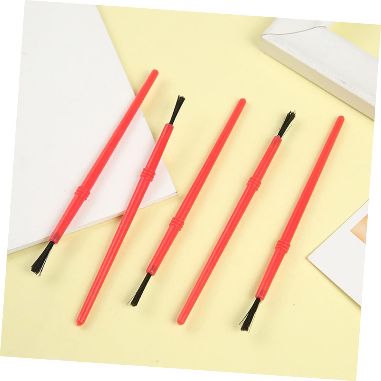OSALADI 5 Sätze Kinderbürsten Pinsel Kunst Wohnung Zeichnung Miniatur Aquarellbürste Malutensilien Kleine Bürste Kleine Bastelfarben Nylon Rot 100 Stück * 5