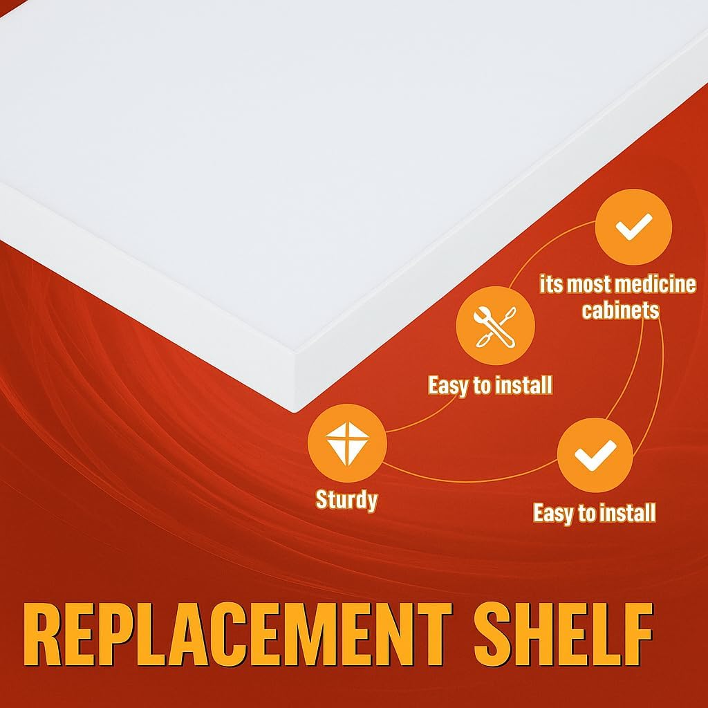 Medicine Cabinet Replacement Shelves, Wooden Bathroom Shelves, Compatible with Wall Mounted & Hanging Medicine Cabinets in Bathroom, Living Room, Kitchen (1, 13.5 inch)