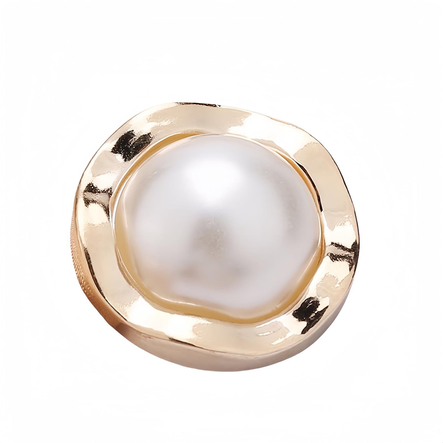 10 PCS Gold White Pearl Buttons Fastener - Versatile Sewing Accessories for DIY Garment, Clothing, Handmade Projects, and Scrapbooking