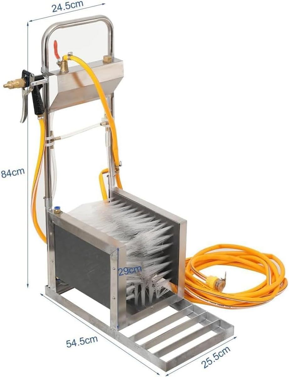 Dispositivo de limpieza de botas resistente con cepillos automáticos de 3 lados y función de pulverización de agua para uso en exteriores y granjas