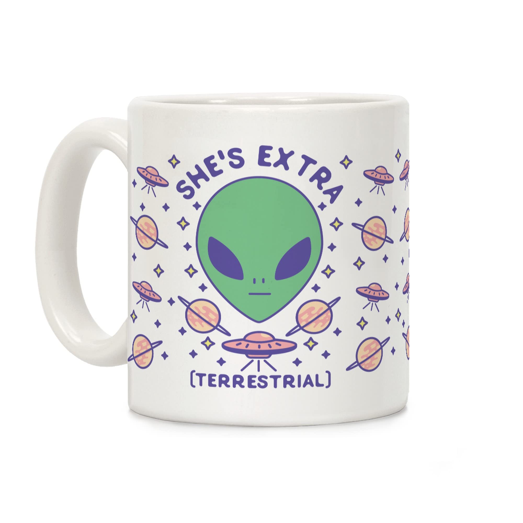 LookHUMAN Cute Alien Coffee Mug - Funny Alien ...