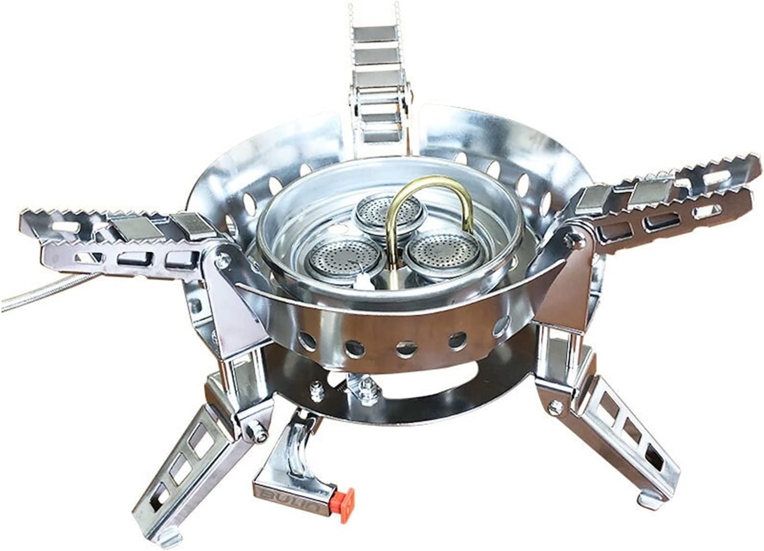 Portable Outdoor Windproof Cooking Burner High Power Camping Gas Stove 6800W (Color : Stove and Adapter)