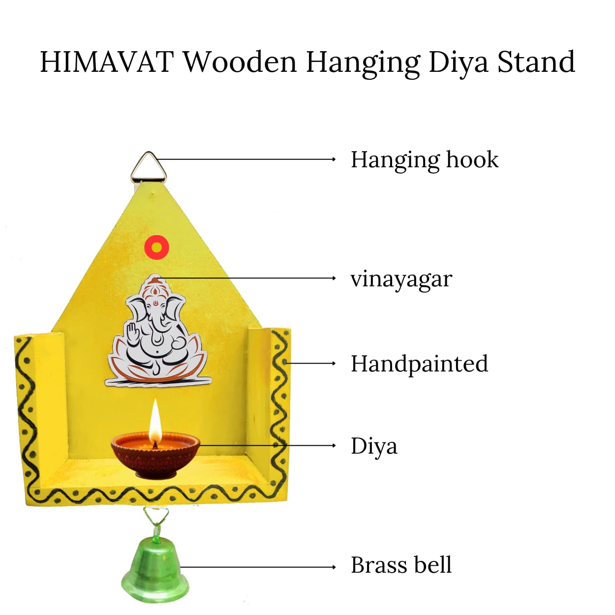 Handmade Wooden Vinayagar Diya Stand - Pooja Decoration -2
