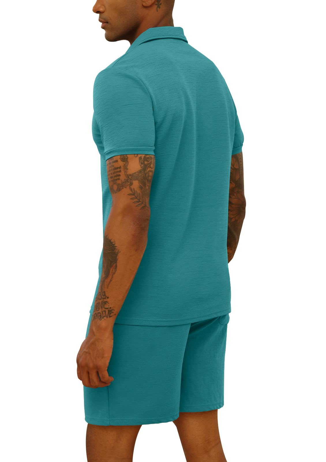 CTU Chándal para hombre 2 piezas camiseta polo pantalones cortos traje verano ropa deportiva