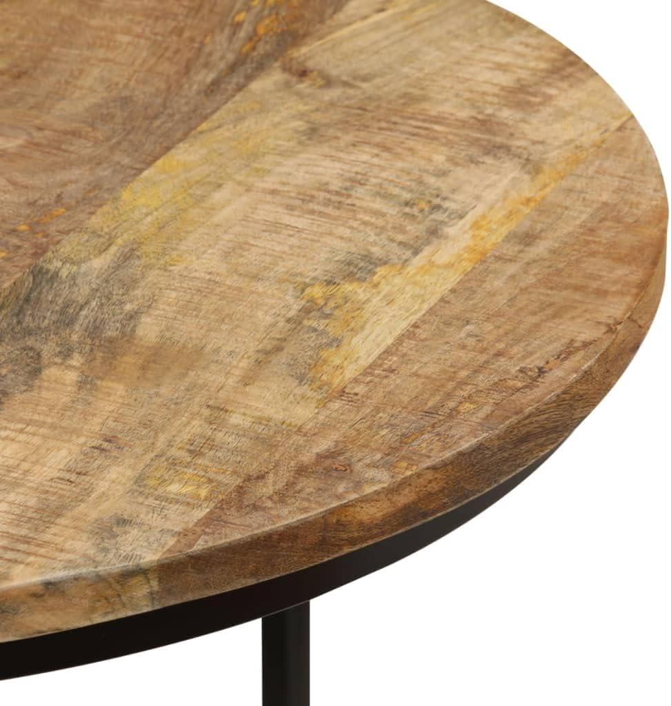 vidaXL Round Nesting Tables- Mango Wood- Natural Finish- 2 Pieces Set- Space-Saving- Living Room Furniture