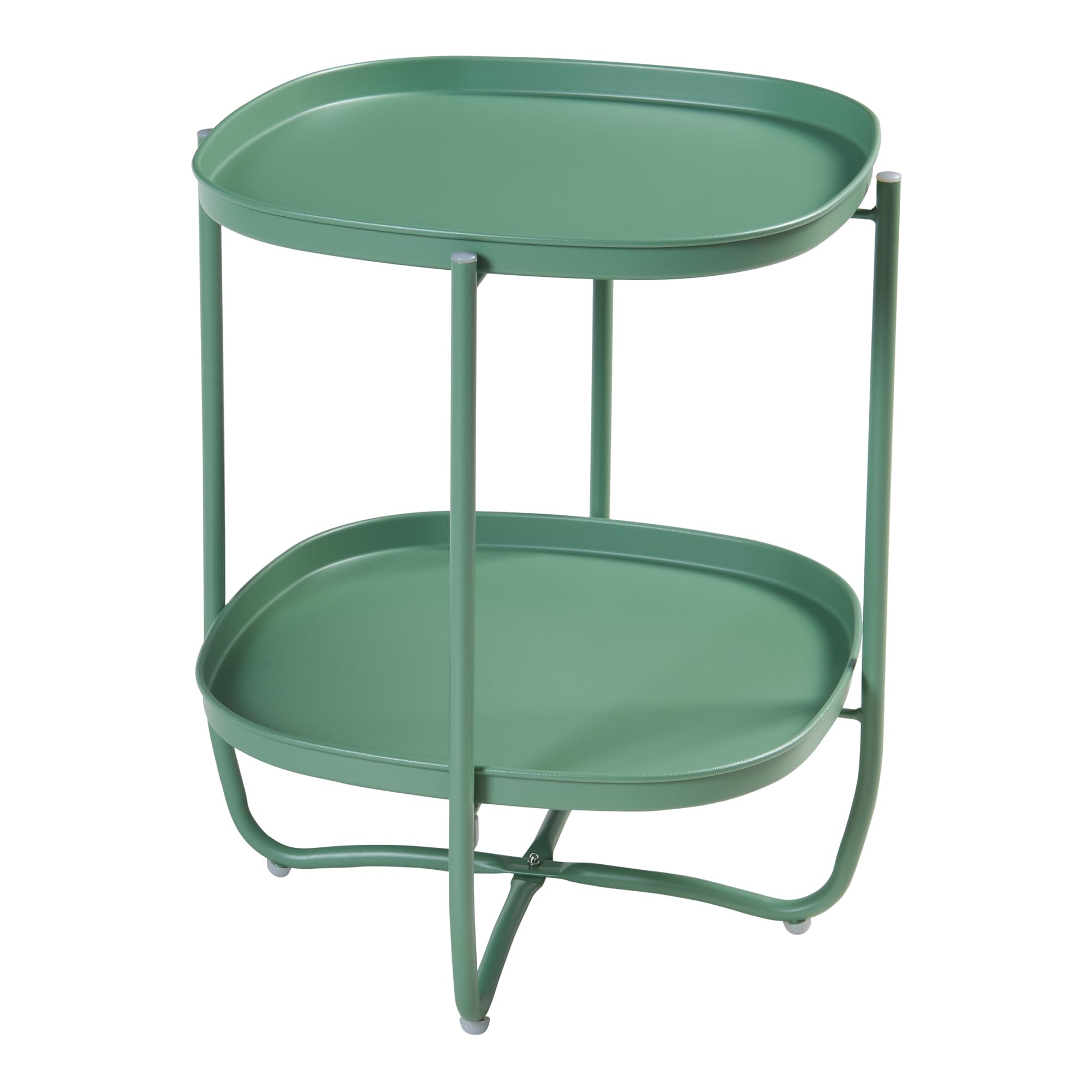 [en.casa] Mesita de Jardín Sandefjord Mesa de Café de Patio con 2 Bandejas Extraíbles Estilo Moderno Mueble de Jardín Terraza Balcón Acero 57,5 x 46 x 46 cm - Verde