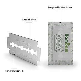 Bambaw - Double Edge Safety Razor Blades, Swedish Stainless Steel Razor Blades Refills - 60 Count