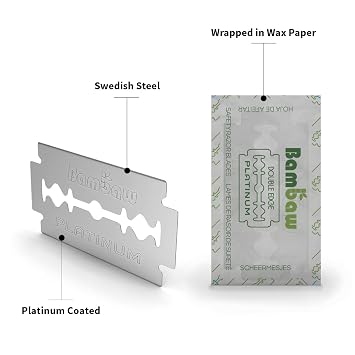 Bambaw Safety Razor Blades for Men & Women, 60 Pack, Double Edge Razor Blades Refills, Platinum Swedish Stainless Steel, Sharp & Long-Lasting Edge Retention, Up to 14 Months Supply