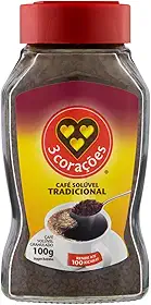 3 Corações Café Solúvel Tradicional, Vidro 100G