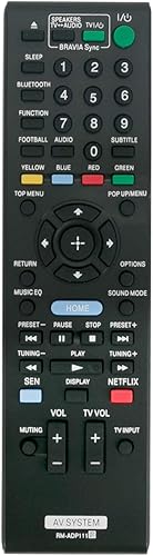 RM-ADP111 Control remoto de repuesto aplicable para Sony BDV-E2100 BDV-E4100 BDV-E6100 BDV-E3100 Blu-ray DVD Sistema de cine en casa RM-ADP111 Control remoto de repuesto aplicable para Sony BDV-E2100 BDV-E4100 BDV-E6100 BDV-E3100 Blu-ray DVD Sistema de cine en casa