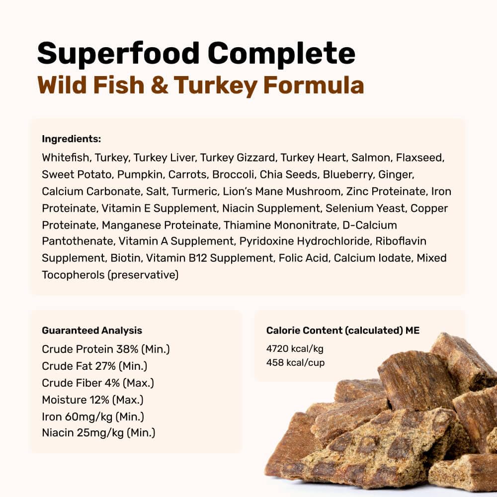 BADLANDS RANCH - Superfood completo, cibo per cani adulti essiccato all'aria - High Protein, Zero Fillers, Superfood Nutrition di Katherine Heigl (24 once. Formula di pesce selvatico e tacchino)