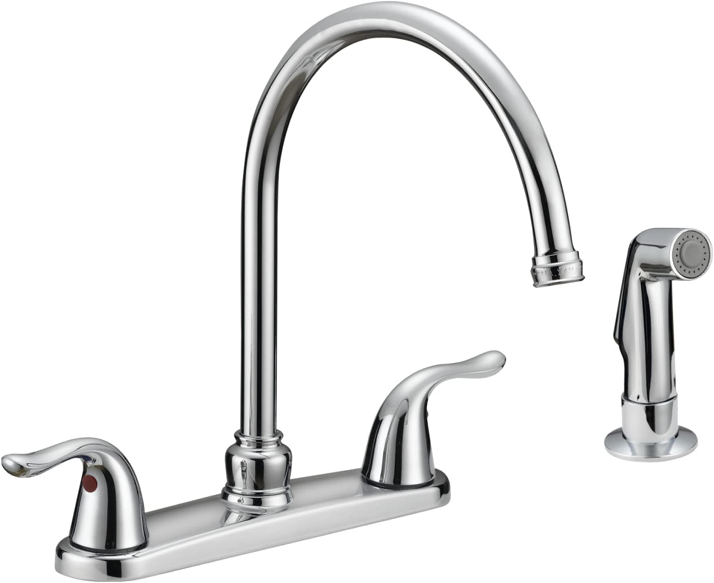 EZ-FLO Two-Handle High-Rise Kitchen Faucet with Sidespray, Stainless Steel, EZ-10201
