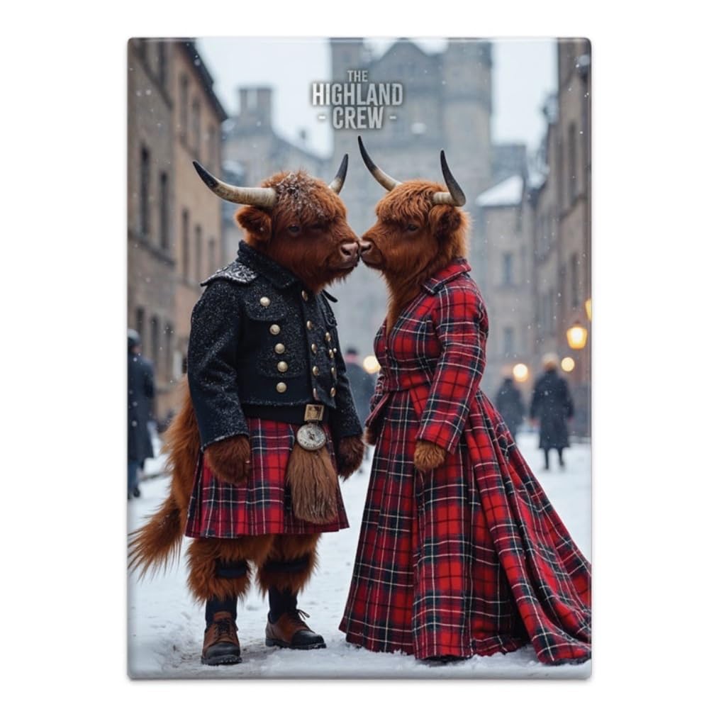 The Original Metal Sign Bull And Cow Kiss Fridge Magnet (65 X 90 Mm) - The Highland Crew