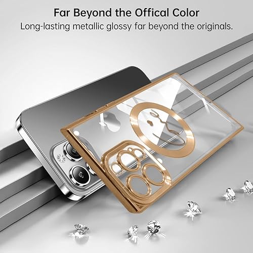 Miniatura 6 de Funda magnética transparente para iPhone 15 Pro Max cuadrada (compatible con MagSafe) con patrón de corazón de amor para mujeres y hombres, borde de