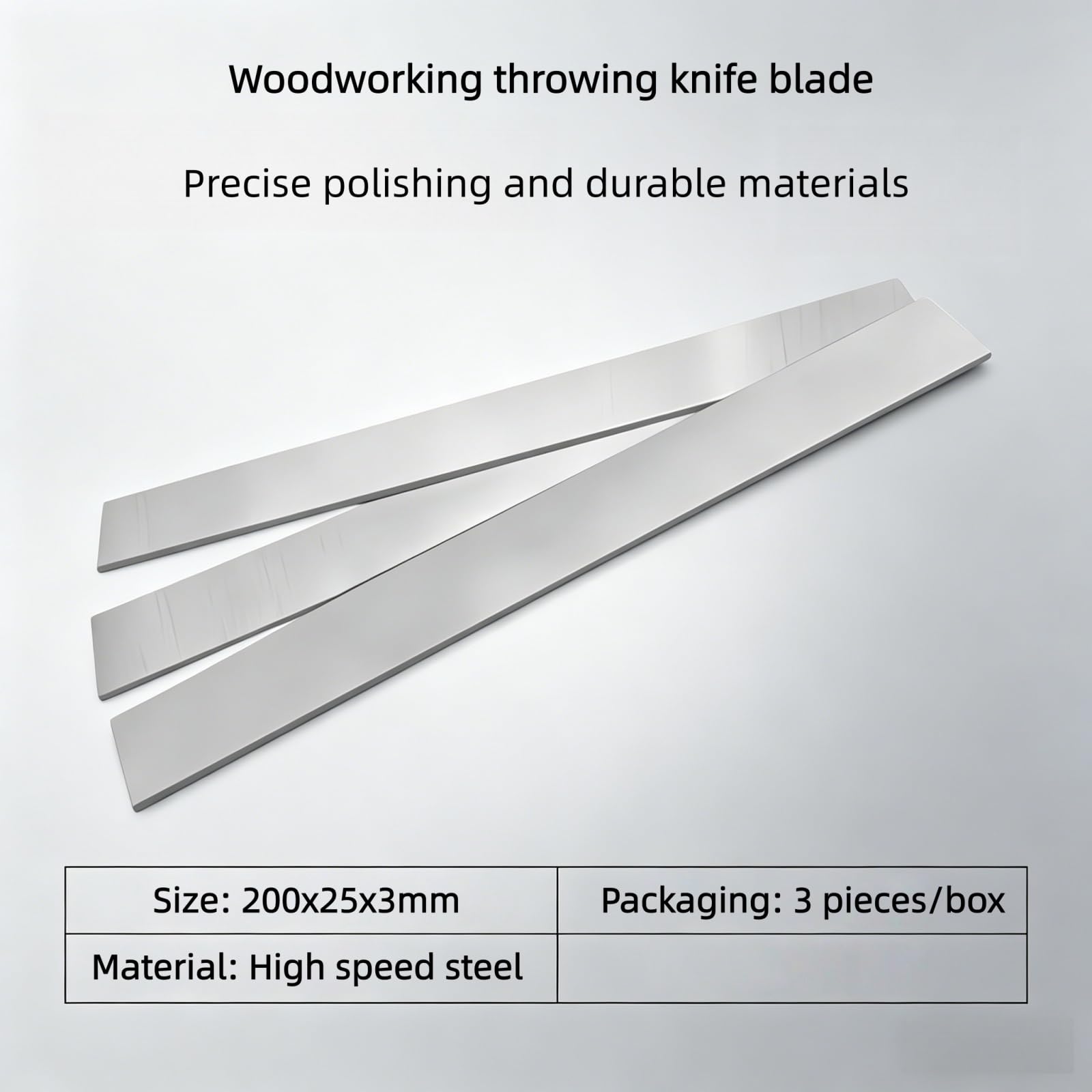 Cuchillas cepilladoras HSS de 3 piezas 200 x 25 x 3 mm, cuchillo cepillador de madera de acero de alta velocidad 58-61 HRC for cepilladora manual eléctrica for carpintería, cuchilla de repuesto