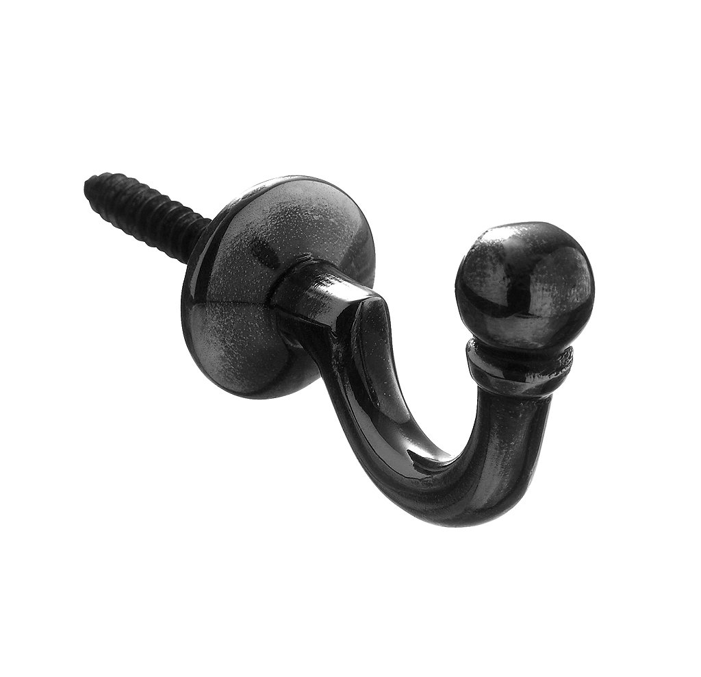 Swish Ball Metal Curtain Tie Back Hooks, Black Nickel, Medium, Pair