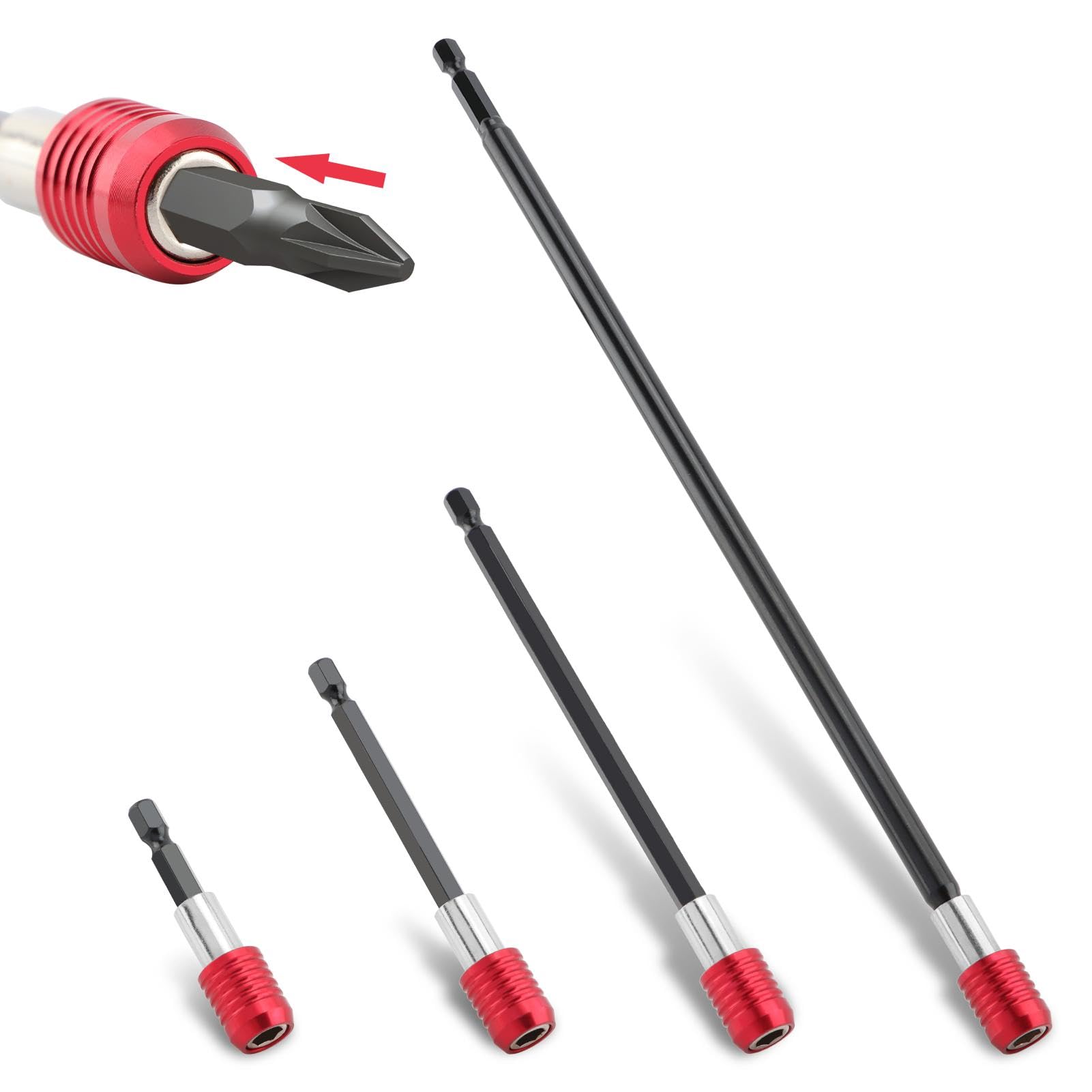 Drill Bit Extension Set - 4 Pack for Impact Drivers -1