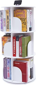 Rotating Bookshelf, 3 Tiers Corner Bookshelf Floor Standing Bookcase Stackable Shelves, Round Books Organizer for Bedroom Living Room Office, Max 15kg/33.07lbs Each Tier
