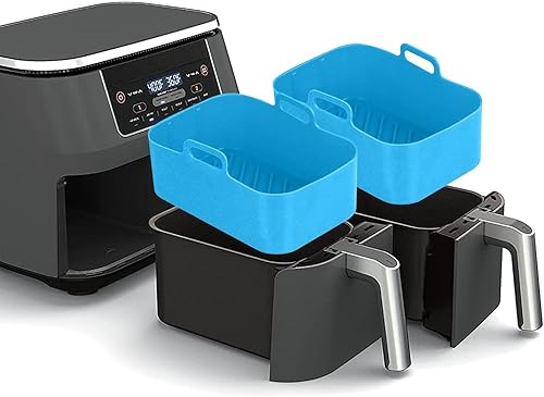 Miniatura 9 de Olla de silicona para freidora de aire Cesta rectangular reutilizable para freidora de aire, olla para hornear de alta temperatura, sartén de