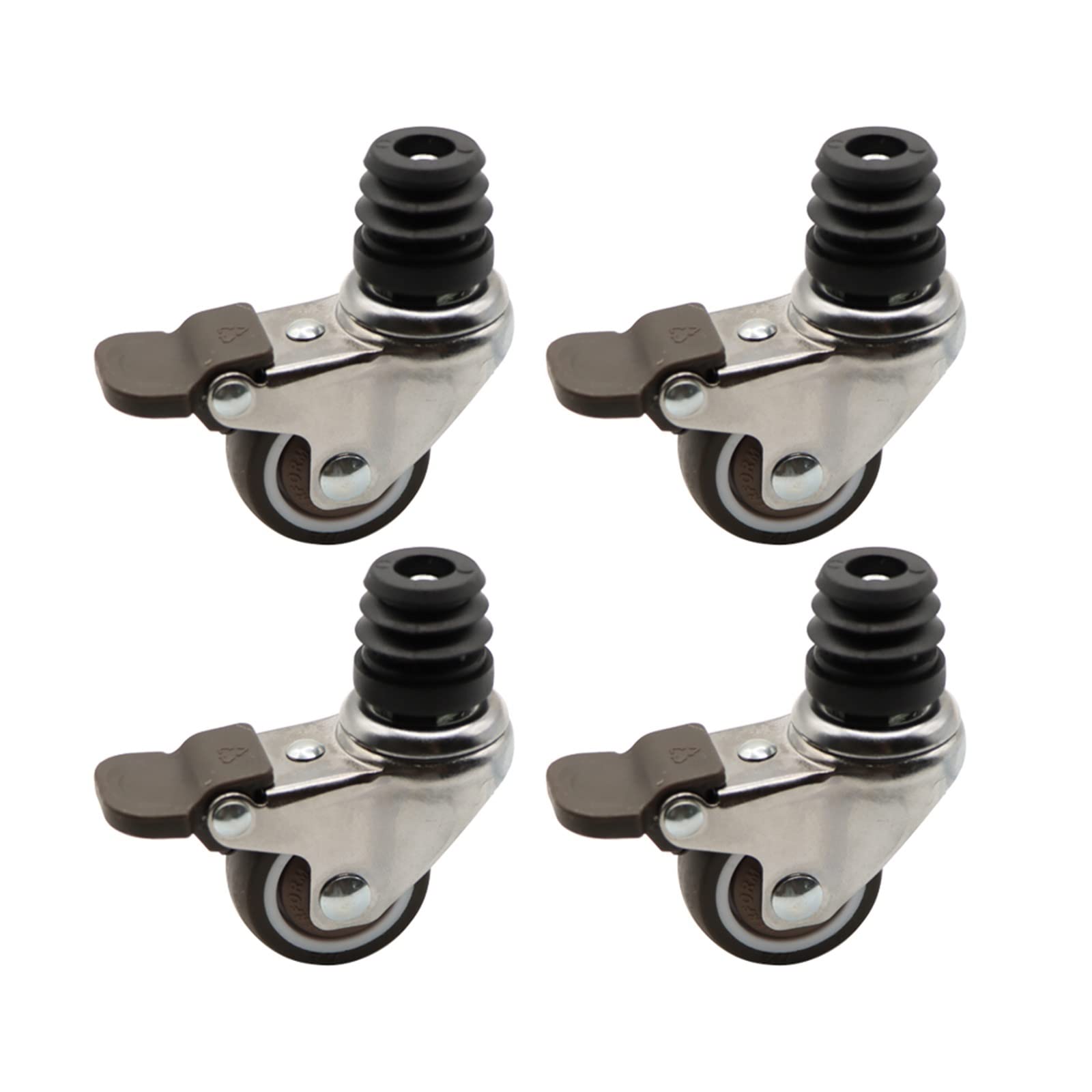 4 Ruote Girevoli Con Freno Per Mobili - Stelo Filettato M8, Carico Fino A 80kg, Ideali Per Carrelli E Scaffali