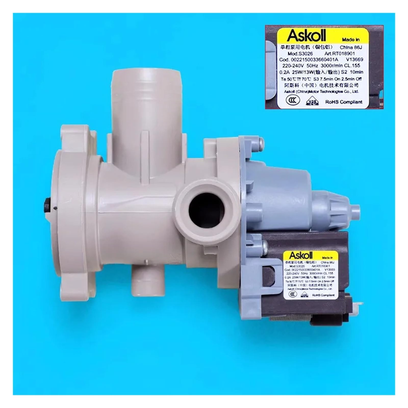 Bomba de Desagüe Lavadora, Compatible con Haier, 0022150033660401D