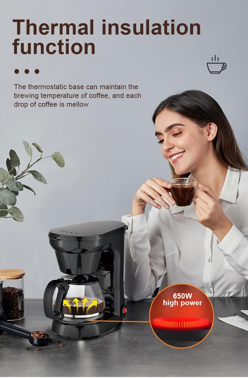 Cafetera automática de 6 Tazas, con Molinillo Integrado, no Necesita cápsulas, Color Negro y Acero Inoxidable.