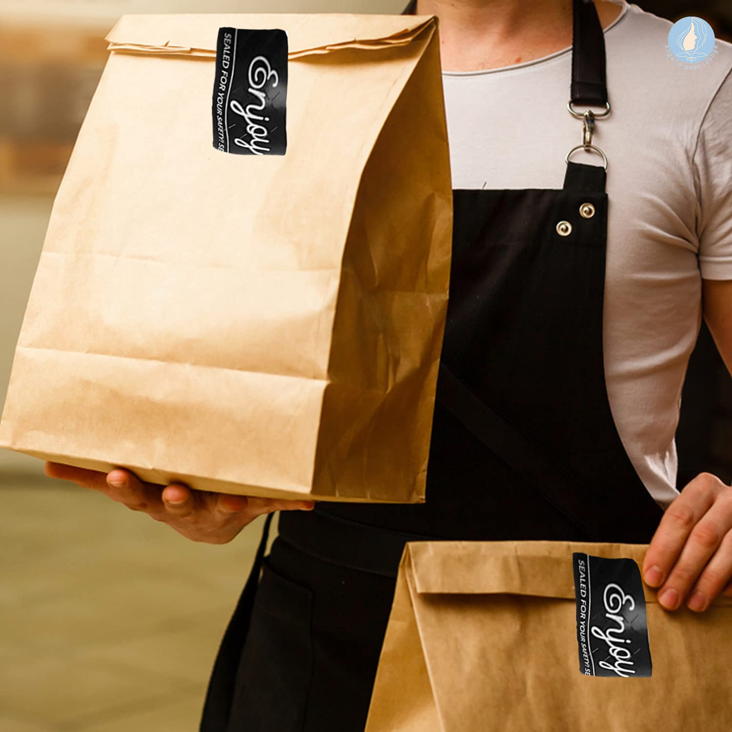 Angel's Peel Lounge Rollo de calcomanías a prueba de manipulaciones, calcomanías de cinta autoadhesiva, etiquetas de alimentos para entrega de bolsas, tazas, botellas o cajas, 1 x 3 pulgadas, 250