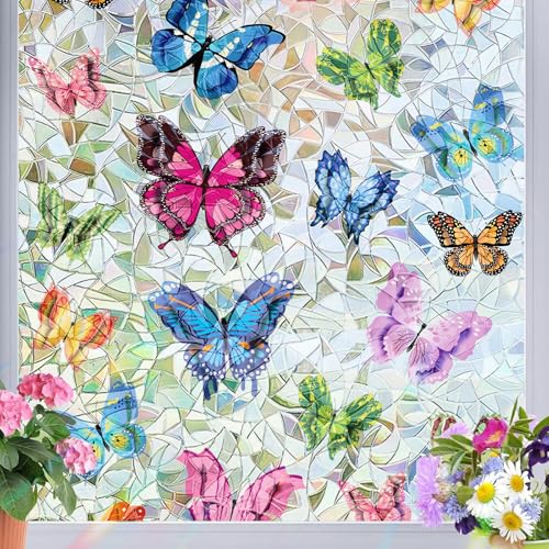Vinilo para ventana con diseño mariposa 3D, 31.5"x78.7" miniatura 1