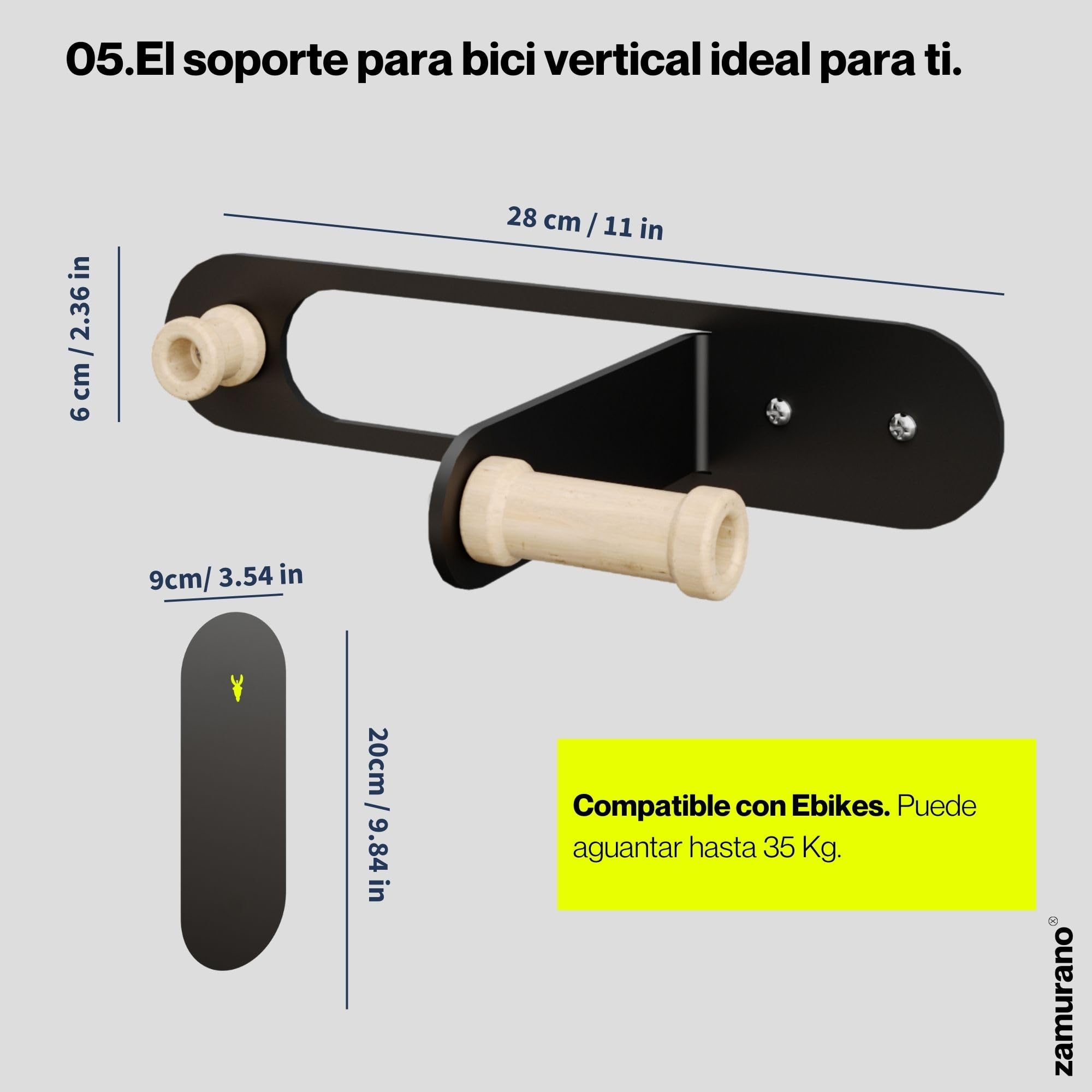 Soporte bicicleta pared, gancho bici vertical, colgador bicicleta y casco negro para bicis de carretera, mtb, eléctricas. (1)