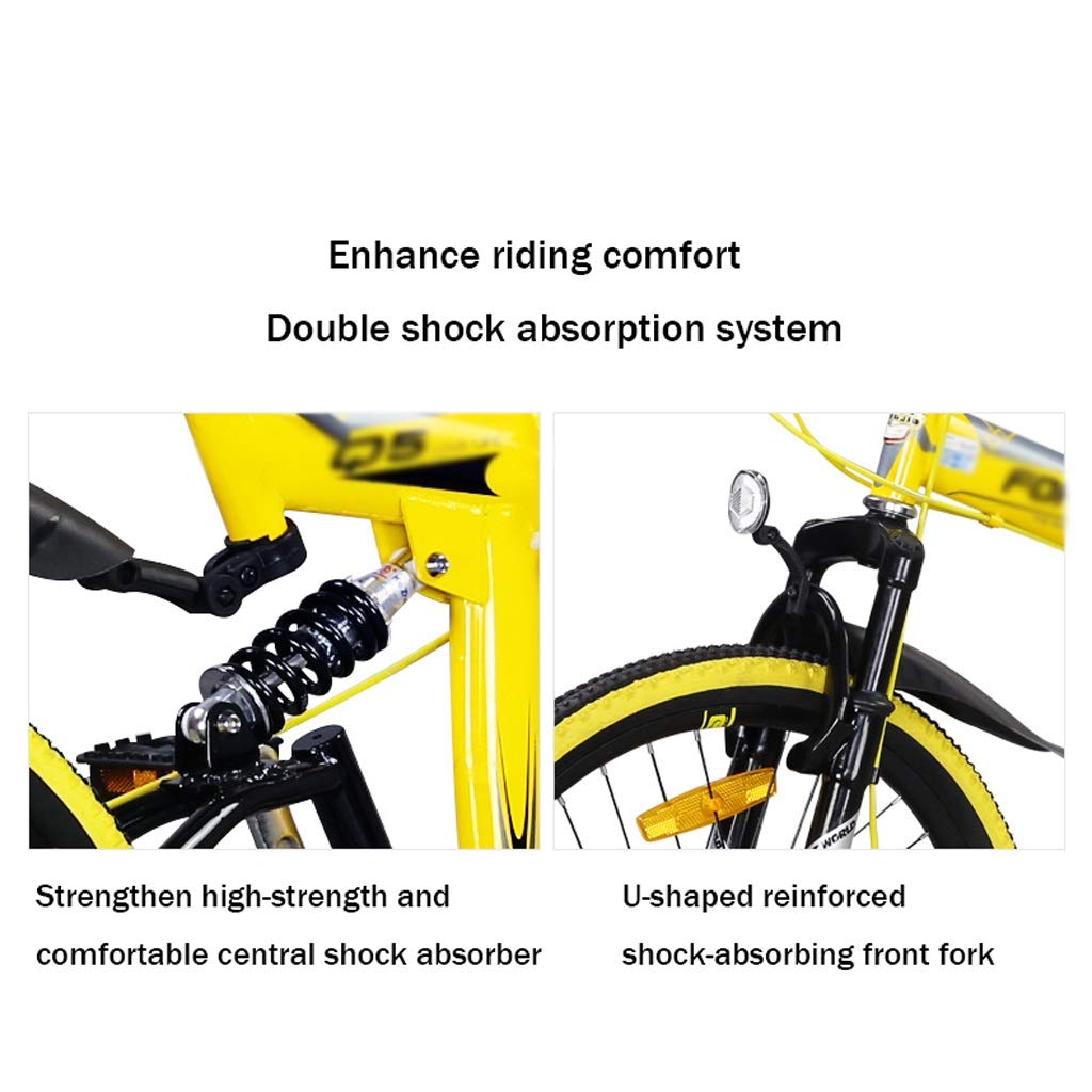Amazon.co.jp: 折りたたみ自転車 イエロー 折りたたみマウンテンバイク
