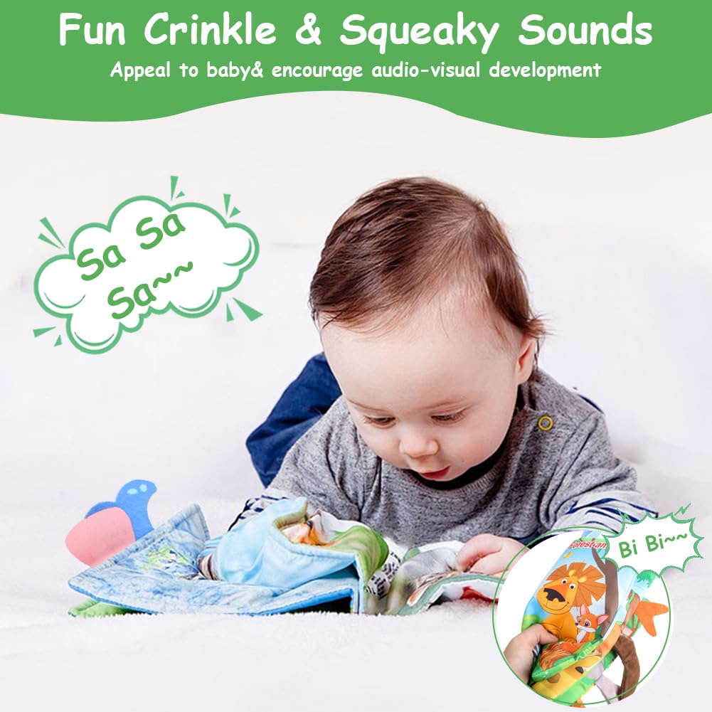 Libro Di Stoffa Per Neonati - Giocattolo Sensoriale Interattivo Con Animali 3D, Regalo Educativo 0-12 Mesi - Foto 7