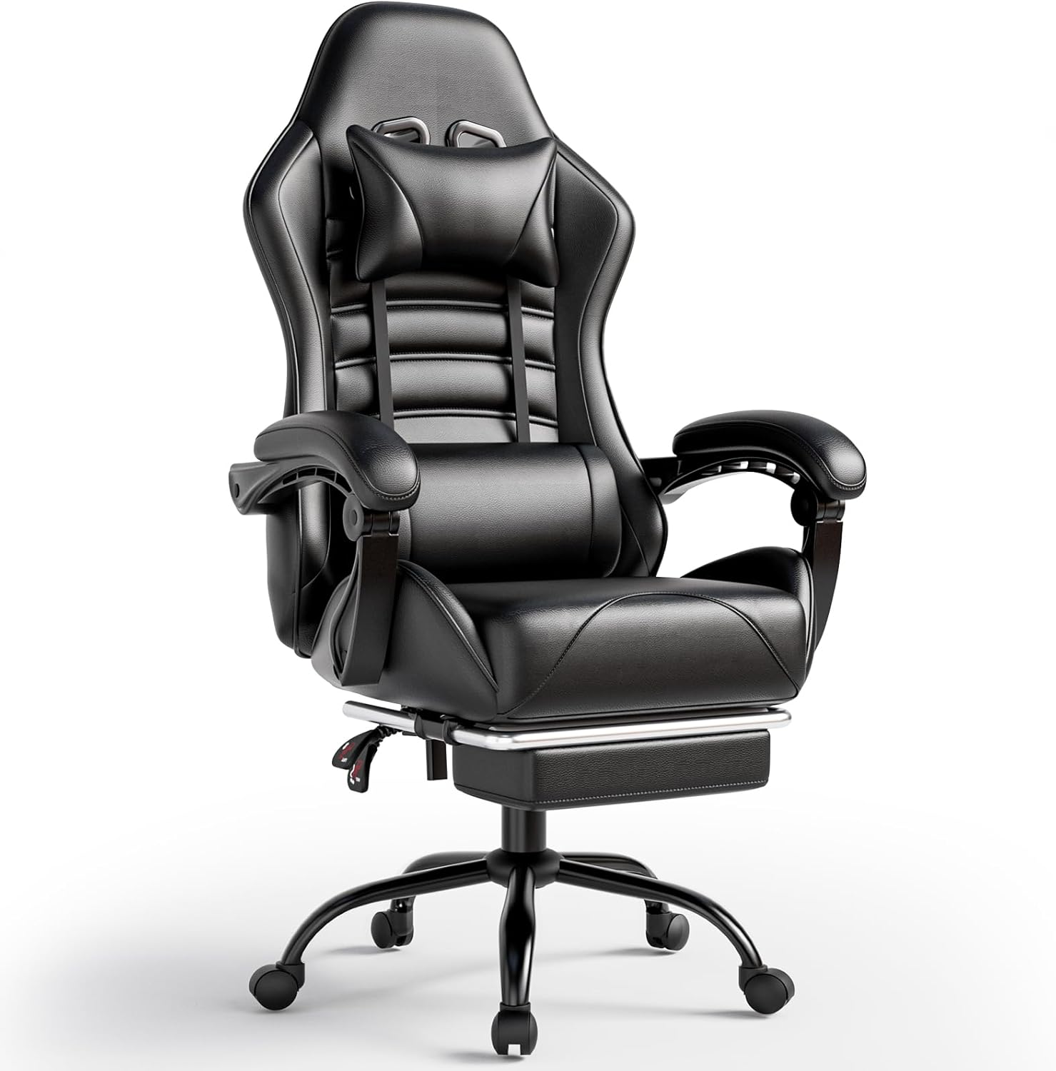 Video Game Chair for Adults, Massage Gaming Chair with Footrest, Adjustable Lumbar Pillow Gamer Chair for Kids, Comfortable Computer Chair with Leg Rest