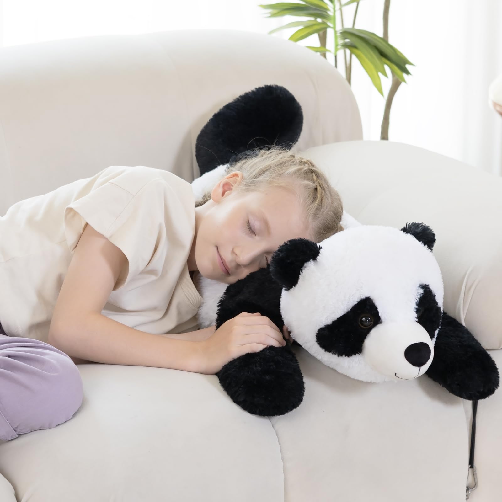 MorisMos Peluche Panda géant XXL, 80 cm de Long Peluche Panda Moelleuse,Cadeau d'anniversaire pour Enfants et bébés