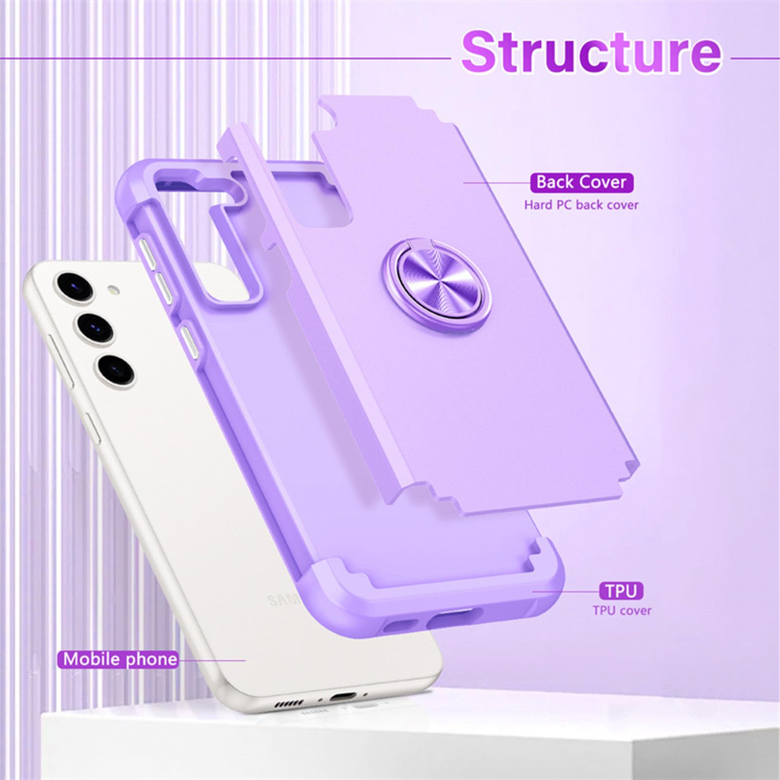 Fallschutz Hülle für Samsung Galaxy S24 Ultra/S24 Plus/S24,Rundumschutz Flüssig-Silikon Schutzhülle Magnetische Adsorption Ständer Handytasche,Schwarz,S24 6.2''