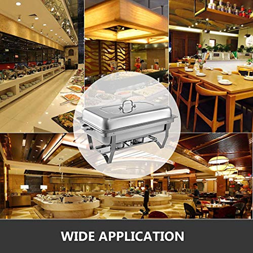 HSBAIS Speisenwärmer Buffetwärmer, Rechteckig 9 Qt Edelstahl Wärmebehälter Thick Ständerrahmen mit Deckel Chafing Dish… – Bild 5