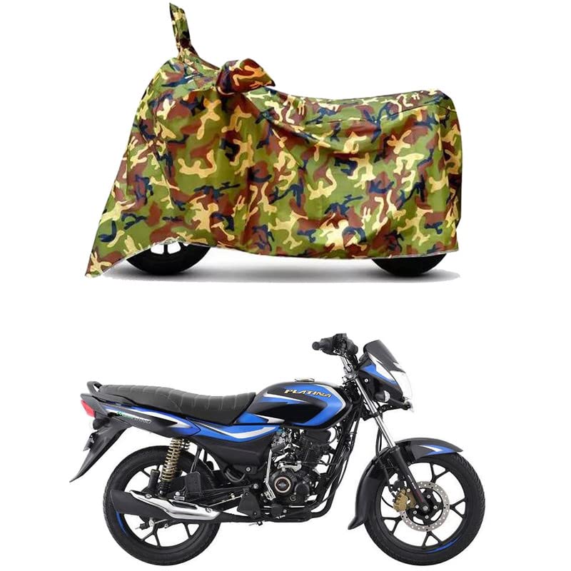 Image of Waterproof 100% PVC Coated Full Bike Scooty Two Wheeler Body Cover Compatible for Bajaj Platina 110 /UV-Rays /Heat Protection /Birds Dropping /Scratchproof /Dust Proof [6X6 Jungle Print]