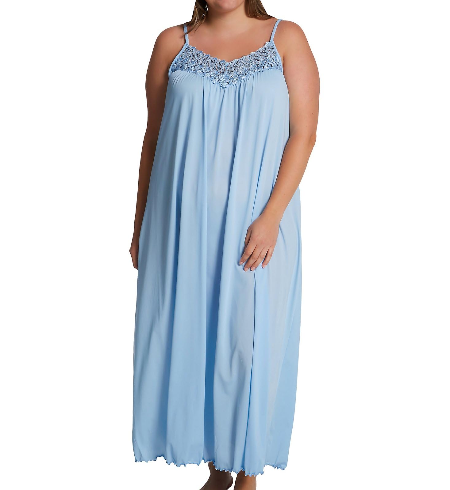 Shadowline Women's Plus-Size Beloved 53-Inch Braided Spaghetti Strap Long Gown