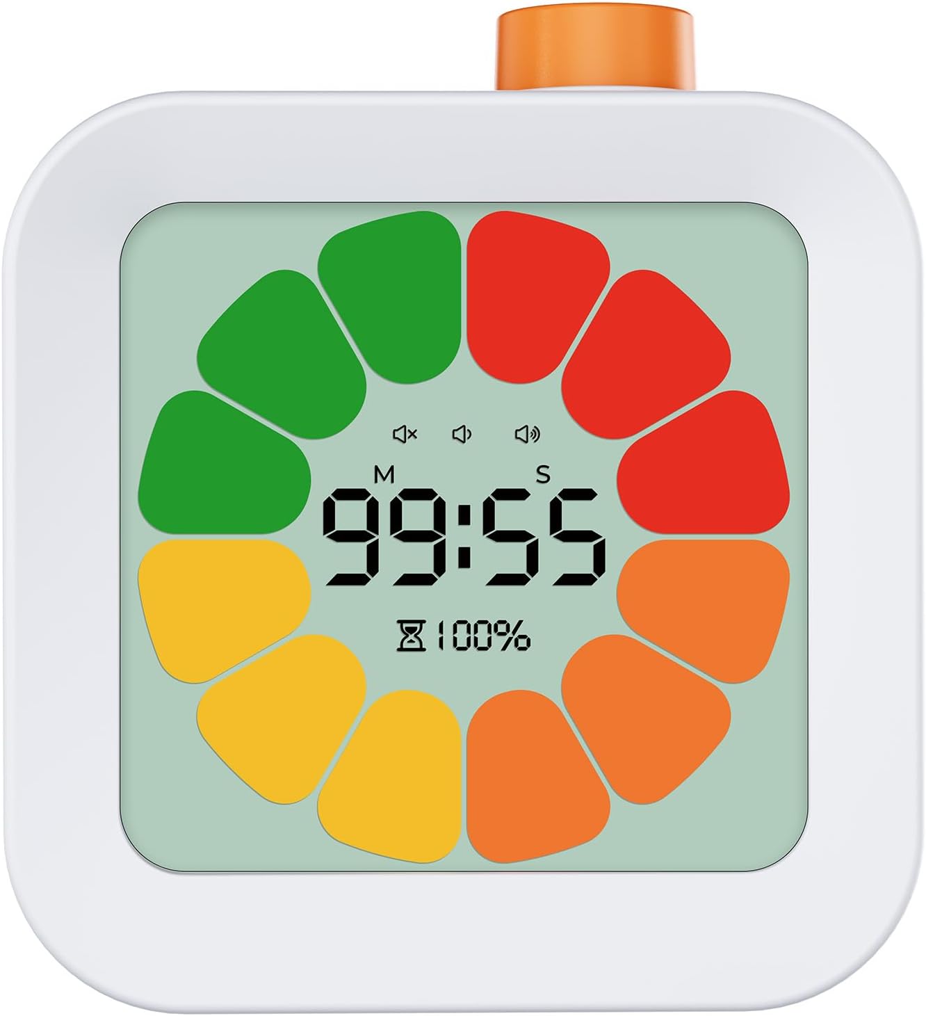 EooCoo Digital Visual Timer for Kids,99-Minute Silent Countdown Count Up Rotation Productivity Timers,Color Petal Progress,Mins/Secs Switch,Time Management Education Tool for School,Office,ADHD-White