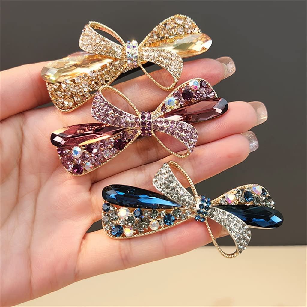 HBJWOV Hair clips back of the female headdress side hair bow clip horizontal spring(E)