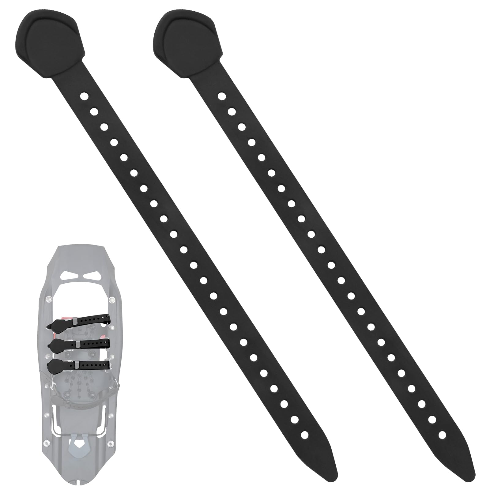 Photo 1 of 12 Inch Snowshoe Straps Replacement for MSR Snowshoe Bindings Straps - Compatible with MSR Denali Evo Ascent Snowshoes & PosiLock Bindings, Black, 2 Pack