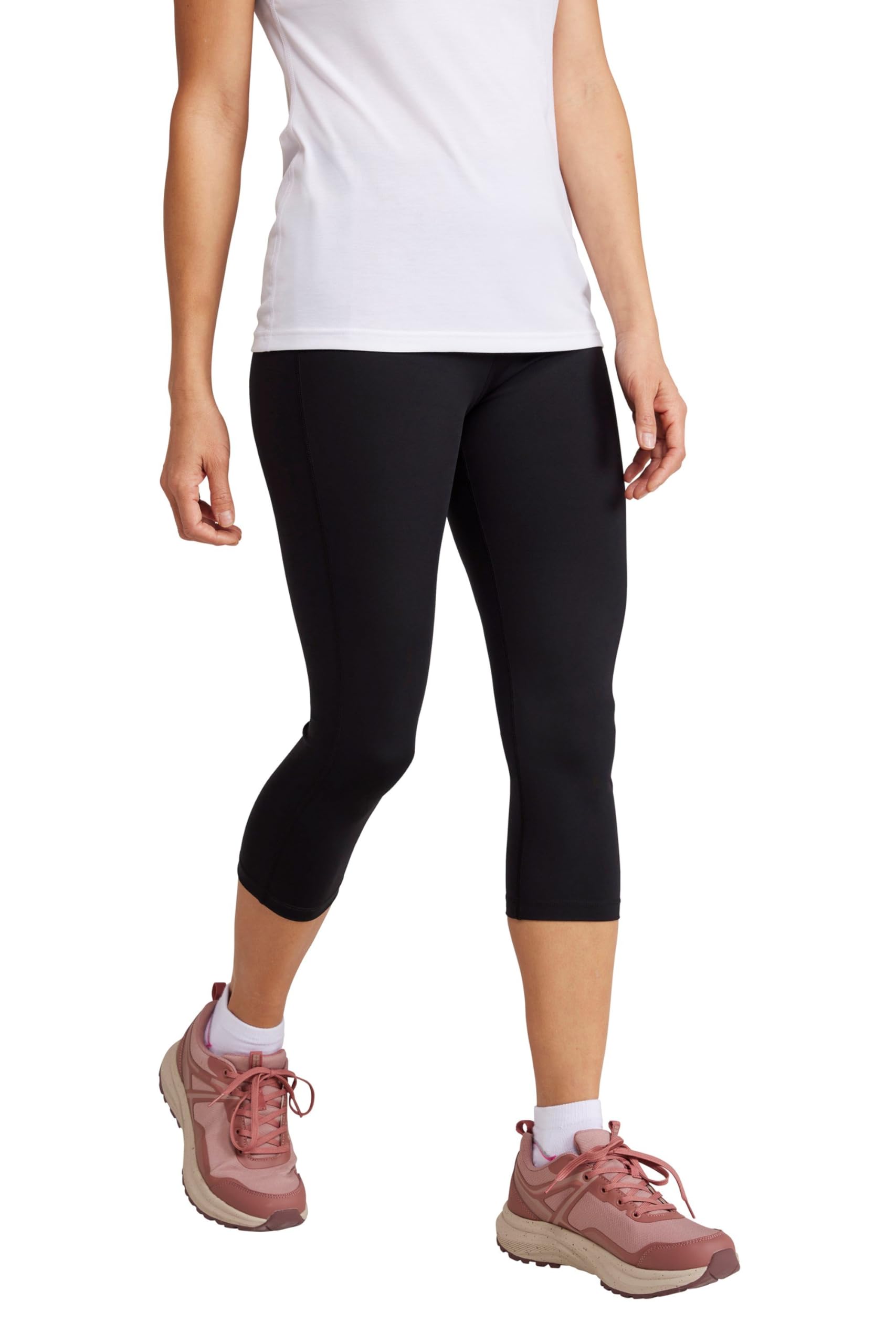 Mountain Warehouse Women's 'Blackout' Stretchy Quick Wicking Capri Leggings Pants in Black | Size: 8
