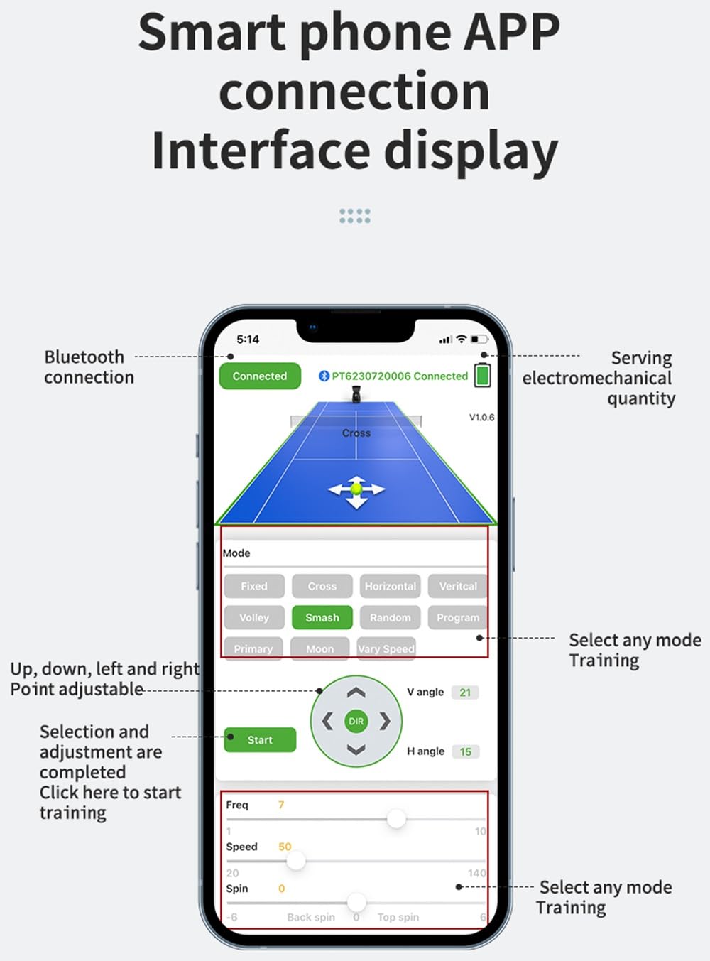 PT-Smart - Macchina automatica per la pratica delle palline da tennis, per allenarsi, portatile, controllata da app, per Apple e Android, telecomando incluso