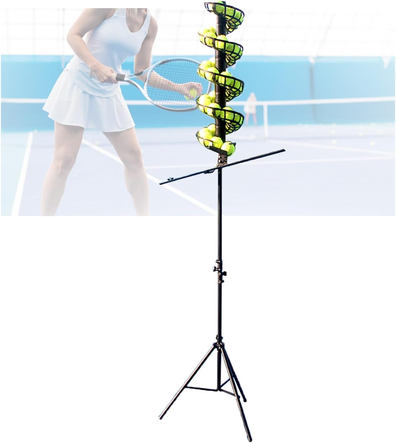 Adjustable Portable Tennis Ball Launcher for Home & Stadium Training – Perfect for Skill Development & Practice Sessions,with Extra Track