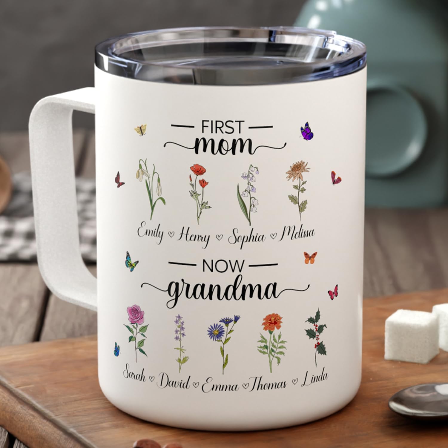 First Mom Now Grandma Customized Ceramic Mug Birth Month