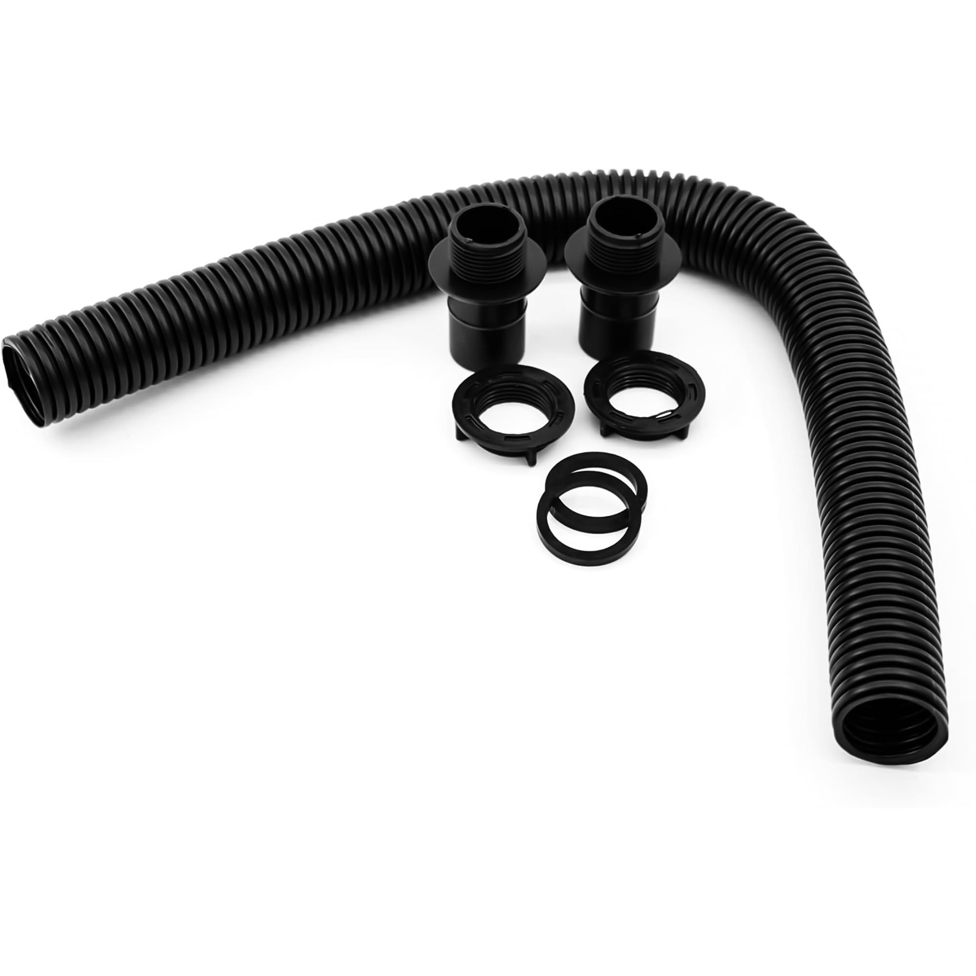 AXXTAN Water Butt Connector Kit Black Linking Hose Set to Connect Two Water Butts Together Downpipe Pipe Fitting Joining Kit for Rainwater Harvesting Garden Water Storage Tanks