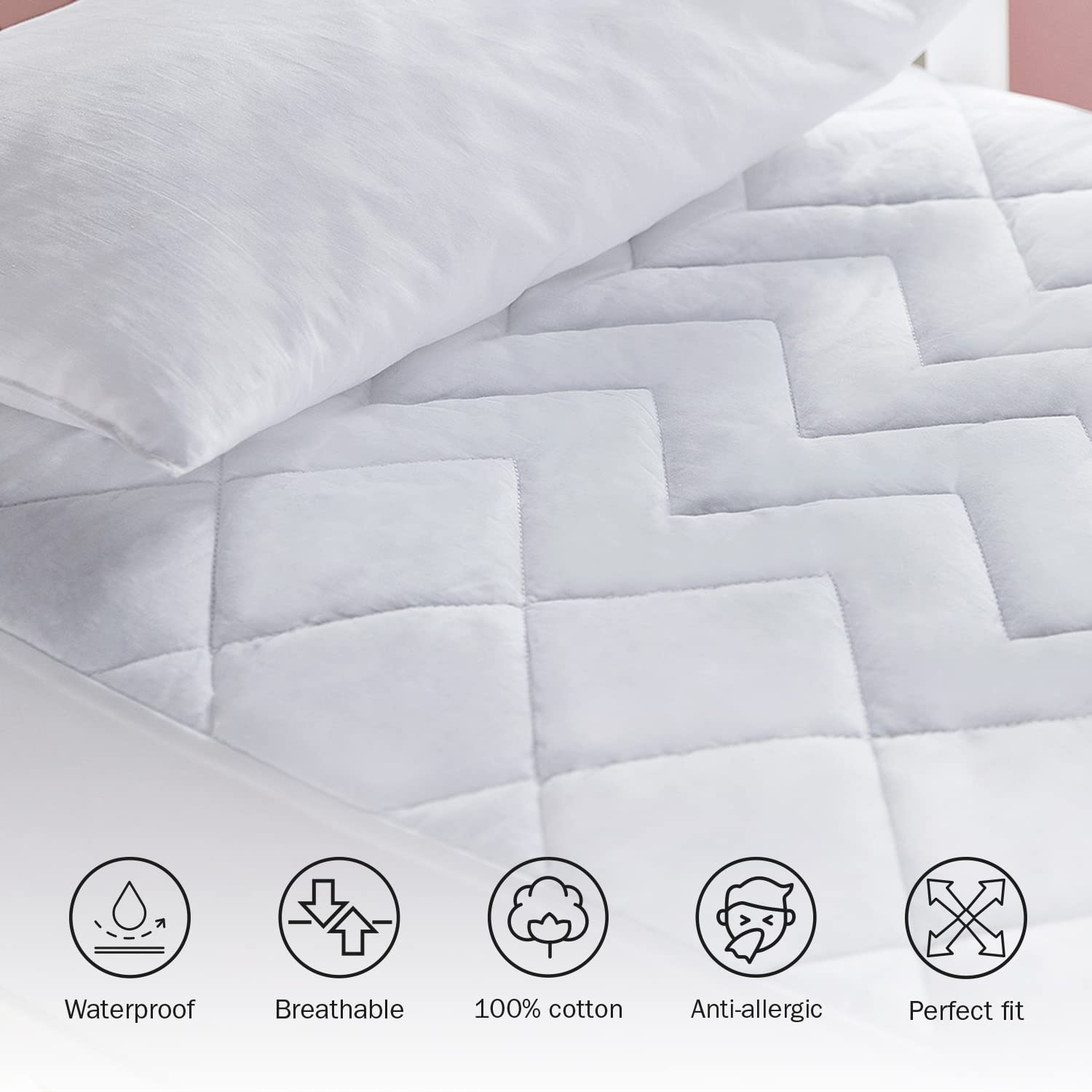 Pikolin Home - Protector de Colchón Acolchado Antialérgico - Cubrecolchón - Impermeable, Transpirable (Varias Medidas)